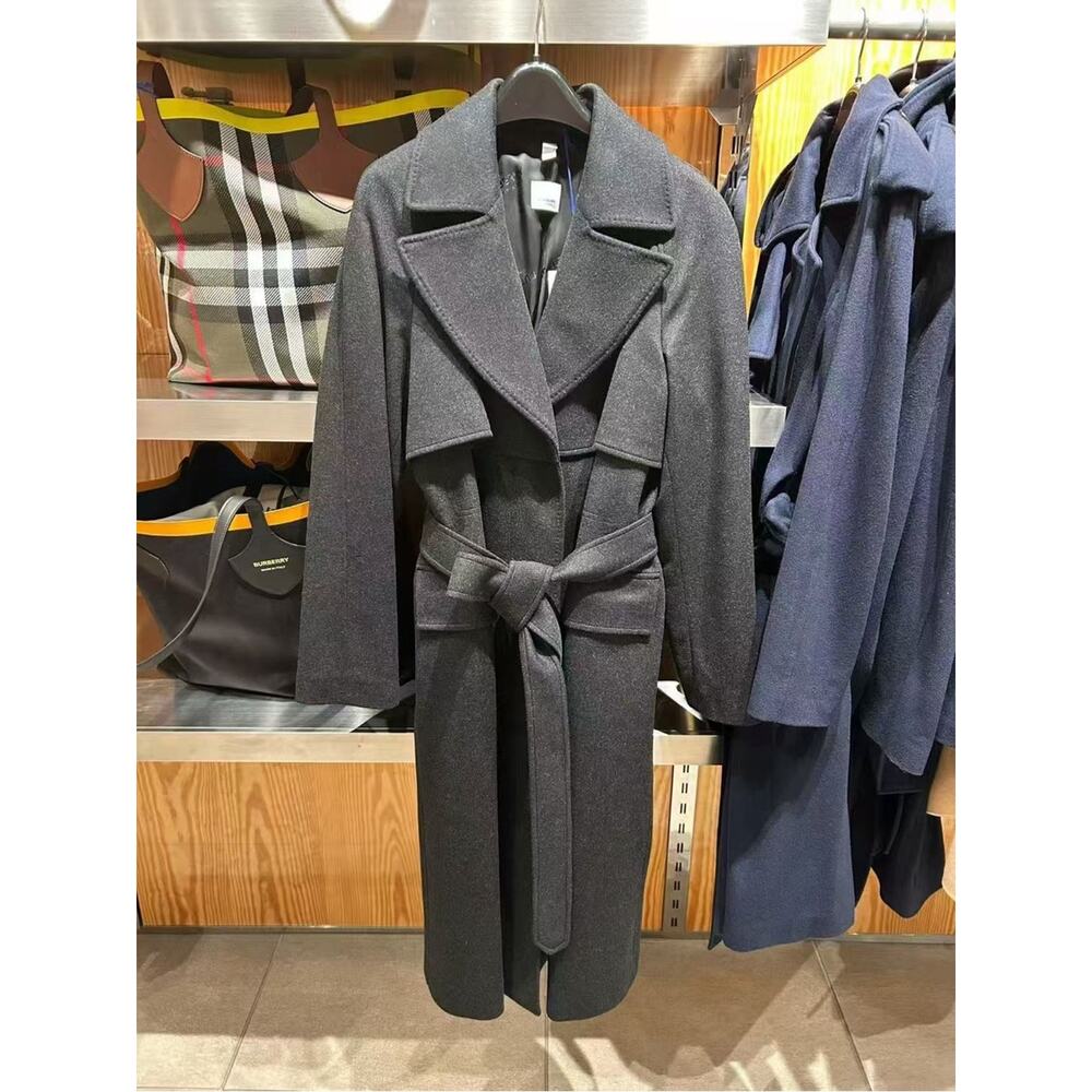 Burberry Charcoal Wool Cashmere Long Coat Size 8 - Picture 2 of 8